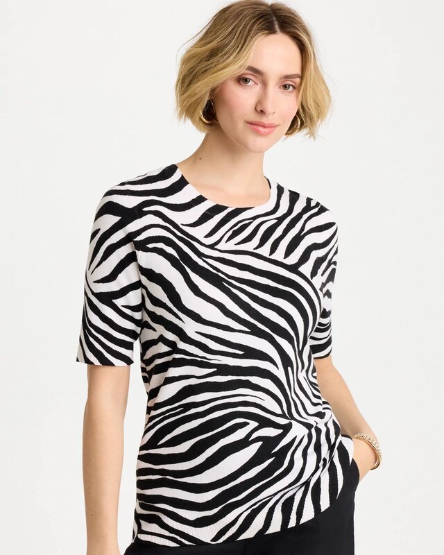 Ella Zebra Crewneck Pullover Sweater - image 1